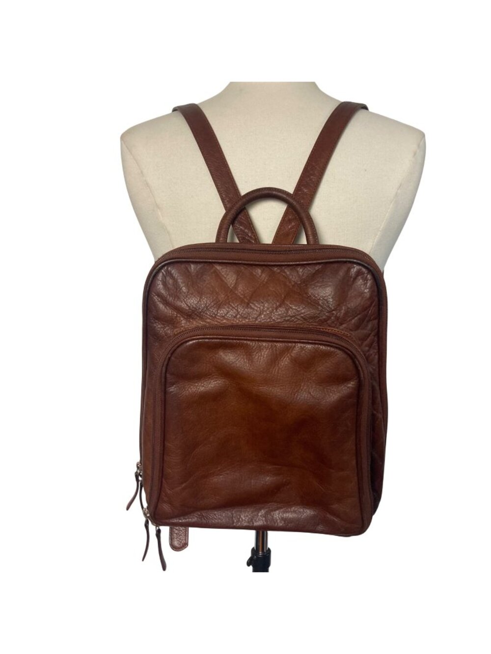 Osgoode Marley Organizer Backpack Brown Leather 10x12 Work Professional